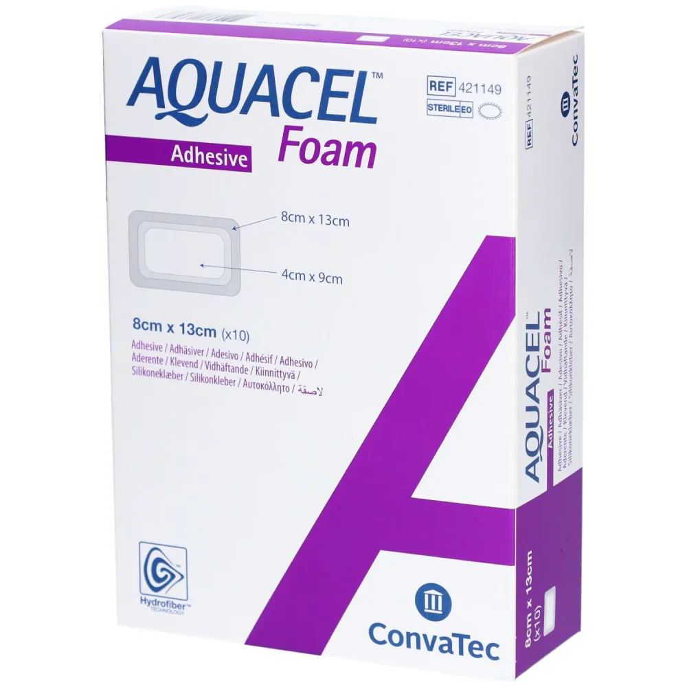 ConvaTec AQUACEL Foam adhäsiv, 8x13cm (10 Stk)