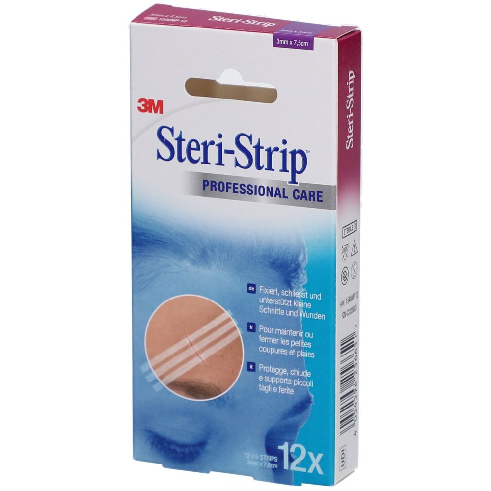 3M Steri-Strip Wundverschlussstreifen, 3x75mm, weiss, verstärkt (12x5 Stk)