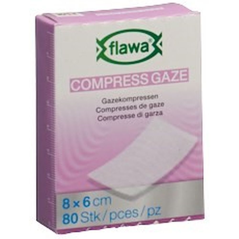flawa Gazekompressen geschnitten 6x8cm keimreduzierend behandelt (80 Stück)