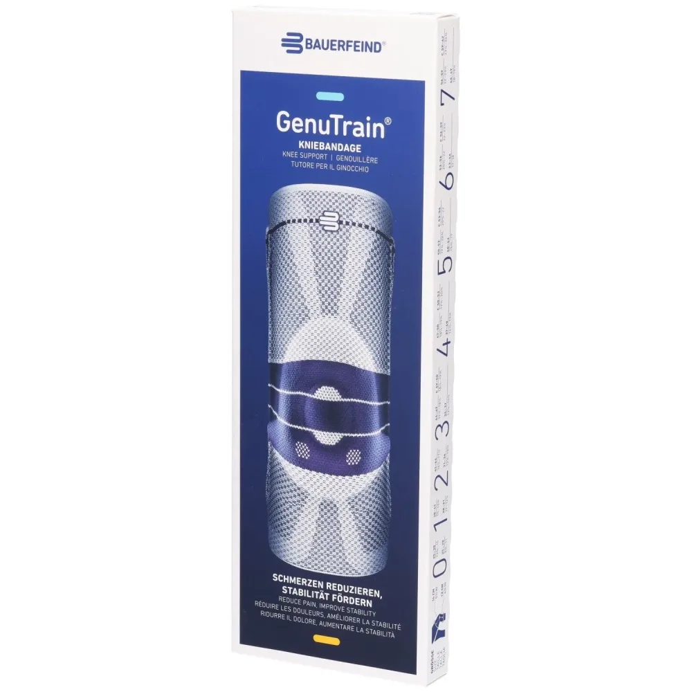 Bauerfeind GenuTrain Aktivbandage Gr1 mit Silikonrand titan