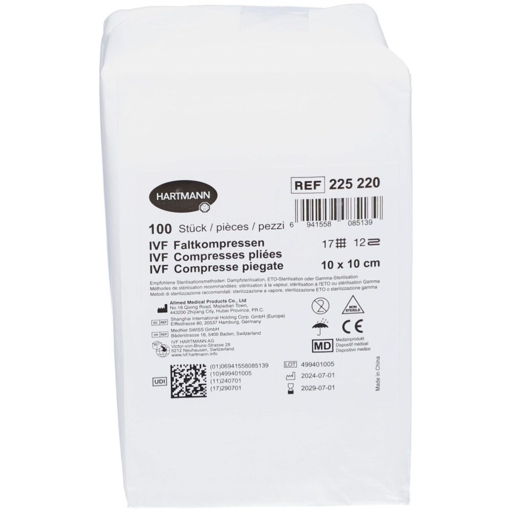 IVF Faltkompresse T17, 10x10cm, 12-fach (100 Stk)