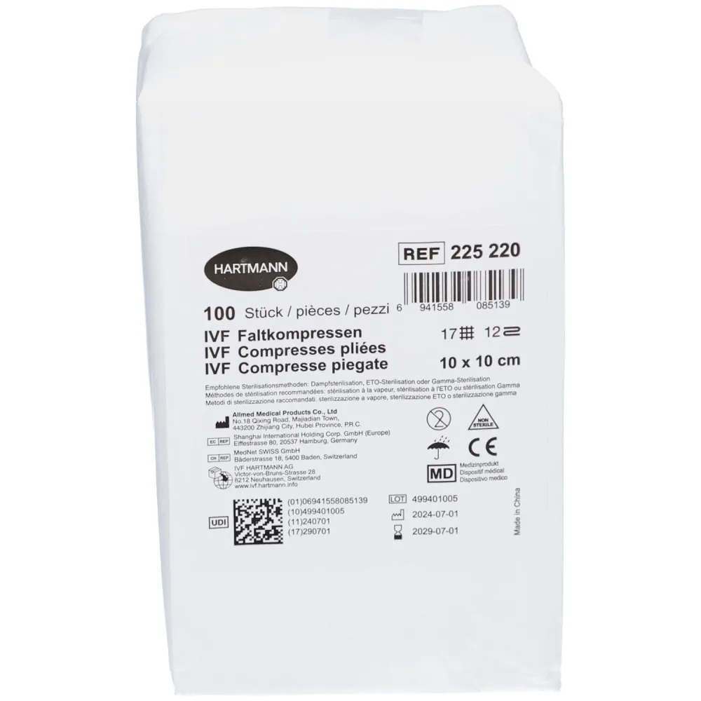 IVF Faltkompresse T17, 10x10cm, 12-fach (100 Stk)