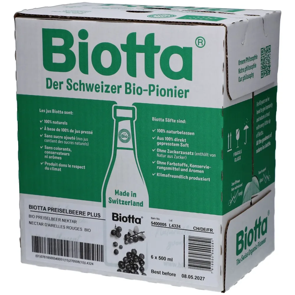 Biotta Preiselbeere Plus (6x5dl)