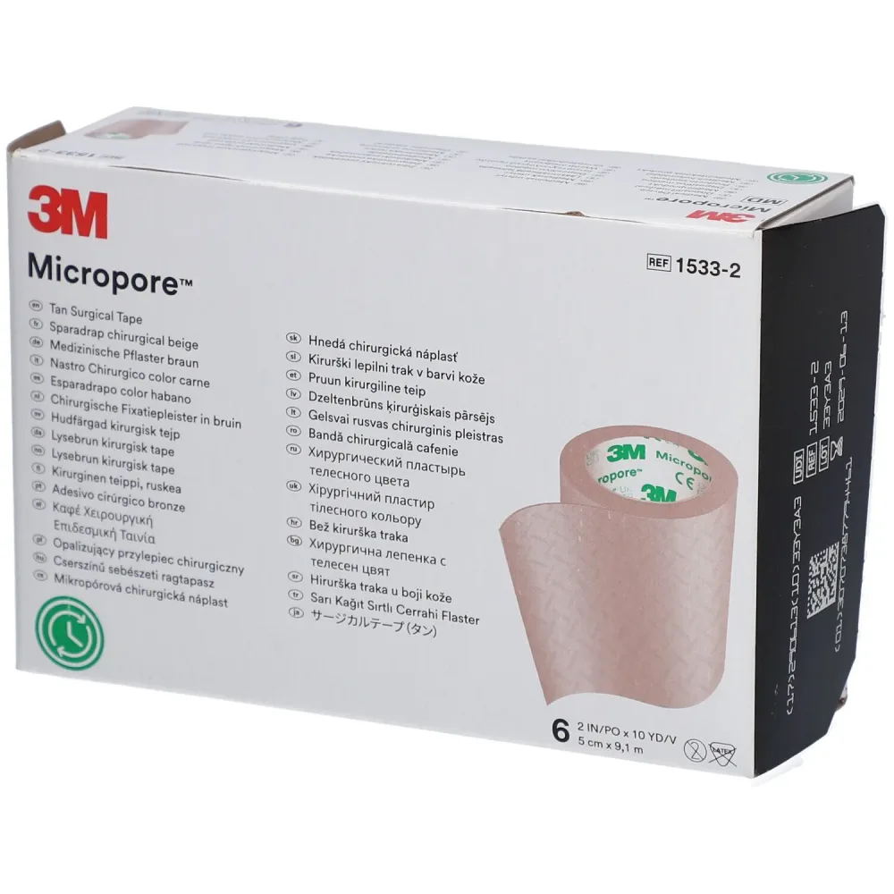 3M Micropore Rollenpflaster mit Dispenser, 50mmx9.14m, weiss (6 Stk)