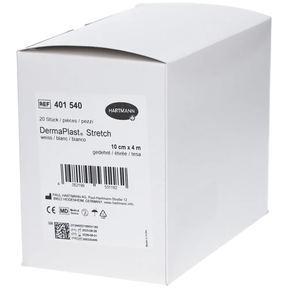 DermaPlast STRETCH Gazebinde, 10cmx4m, weiss (20 Stk)