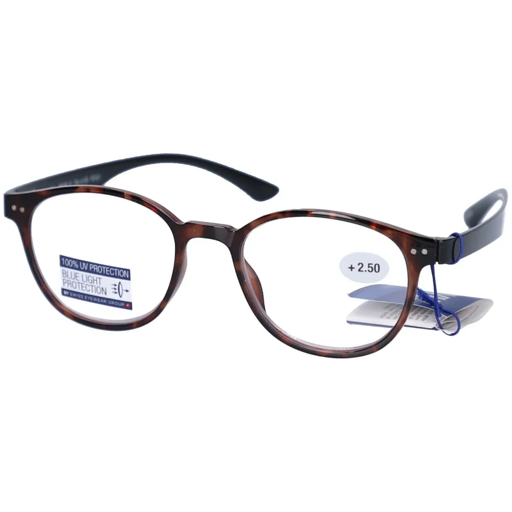 Invu - Lesebrille mit Blaulichtfilter-Gläsern mit Etui, für Damen, Braun Bedruckt, Größe Onesize