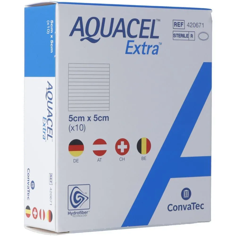 ConvaTec AQUACEL Extra Hydrofiber Verband 5x5cm (10 Stk)