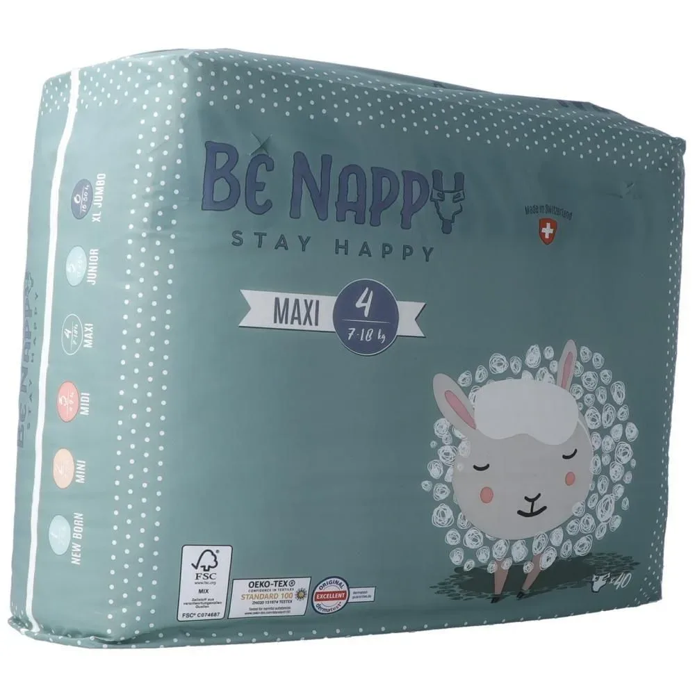 BE NAPPY - Windel Maxi 7-18 kg Gr. 4, 40 Stück