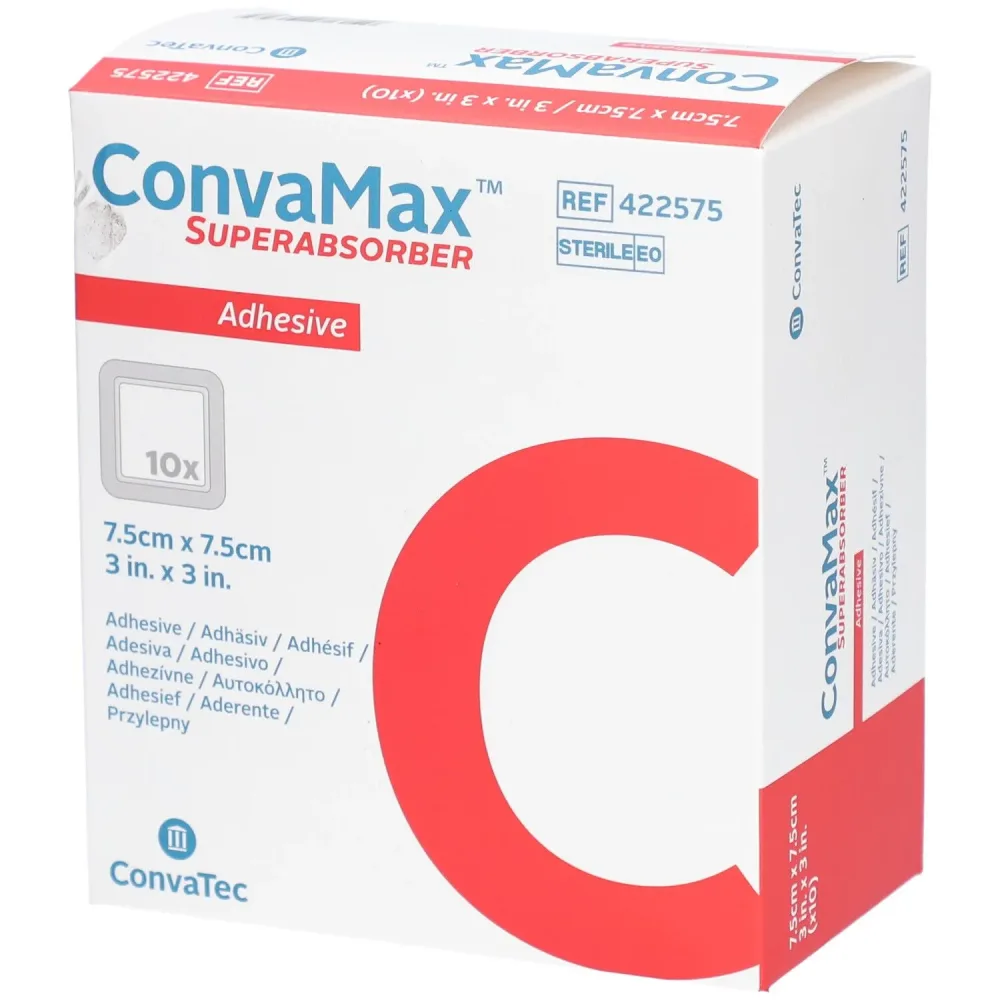 ConvaMax Superabsorber, 7.5x7.5cm, adhäsiv (10 Stk)