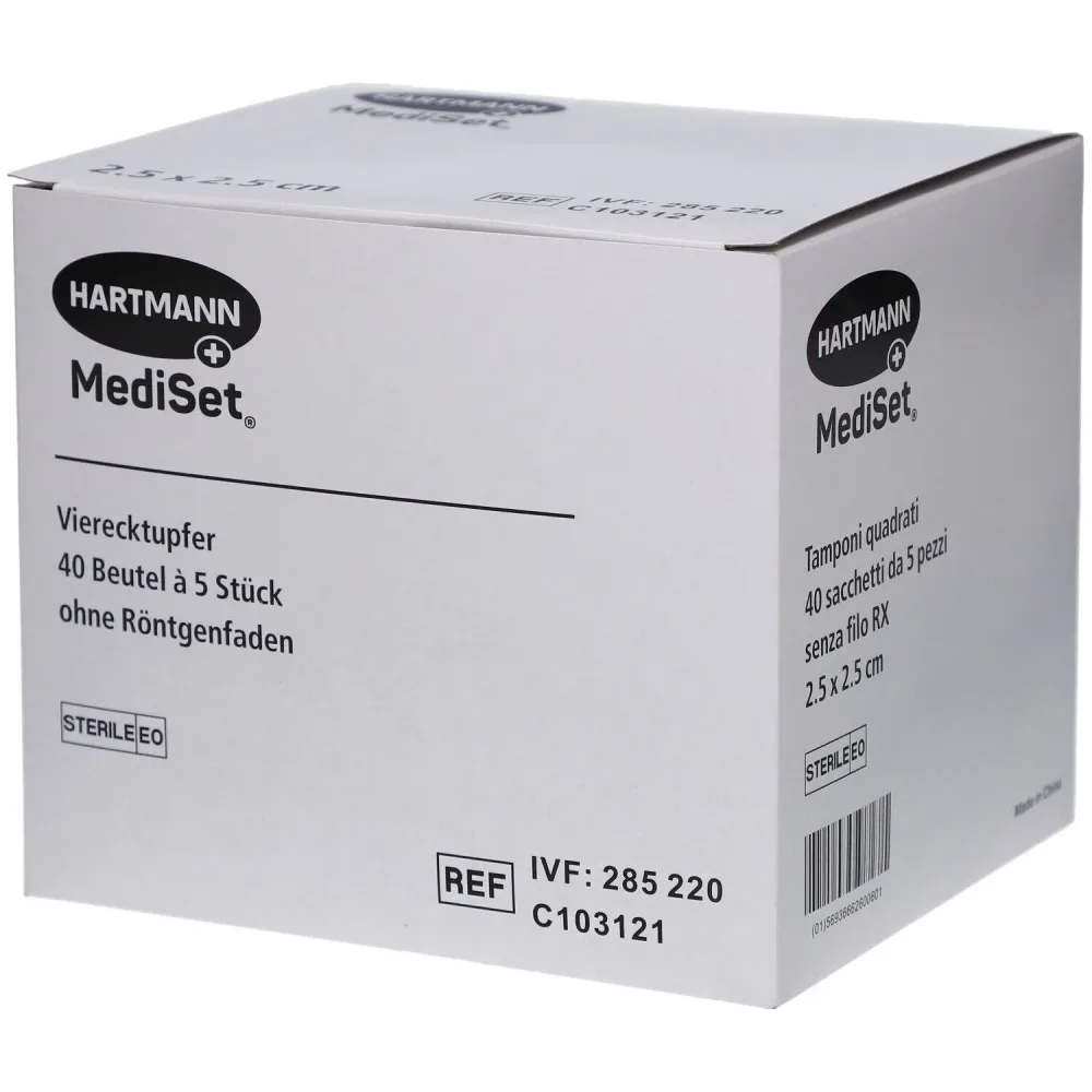 MediSet Vierecktupfer 2.5x2.5cm steril (40x5 Stk)