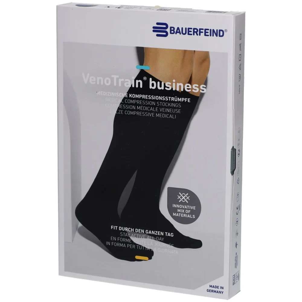VenoTrain business Kompressionsstrümpfe geschlossen, marineblau, Schuhgrösse 41-49, Umfang 60-67cm (1 Paar)