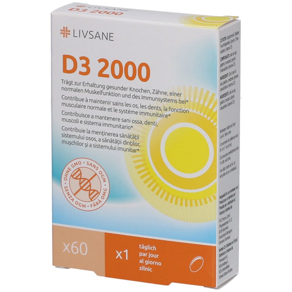LIVSANE Vitamin D3 2000 Softgelkapseln (60 Stück)