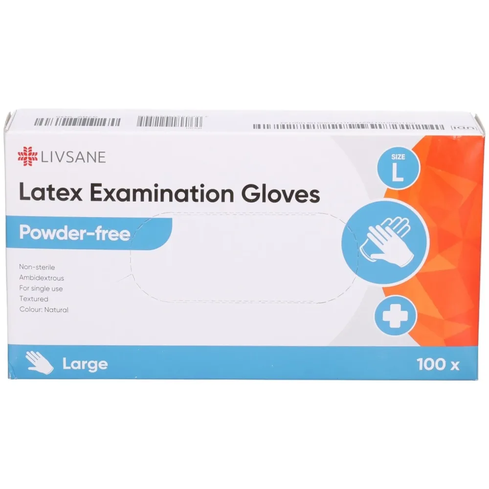 Livsane Latex-Untersuchungshandschuhe ohne Puder, Breite 10-12cm (100 Stk)