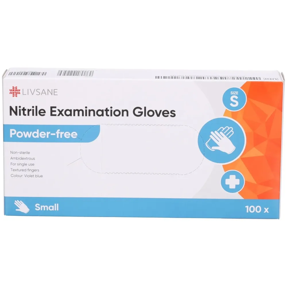 Livsane Nitril-Untersuchungshandschuhe, Grösse S, Handbreite 7-8cm, puderfrei (100 Stk)
