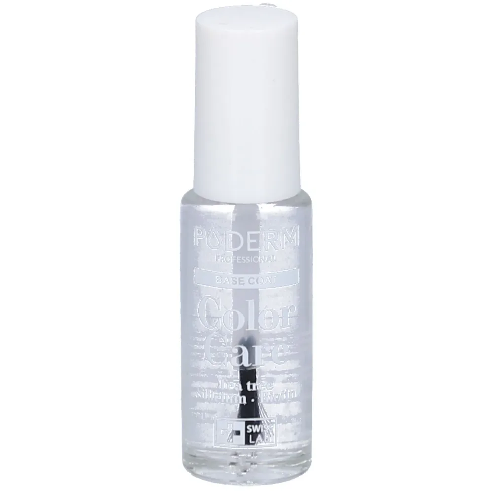 PODERM - BASE COAT mit Teebaum, Silizium und Biotin - Nagellack mit perfektem Halt - Von Podologen empfohlen - 100% Naturel&Vegan - Swiss Made, 8 ml, Transparent