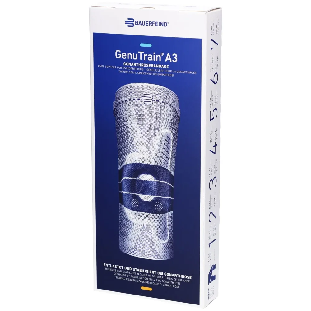 Bauerfeind GenuTrain® A3 Kniebandage Größe 4 Titan Links