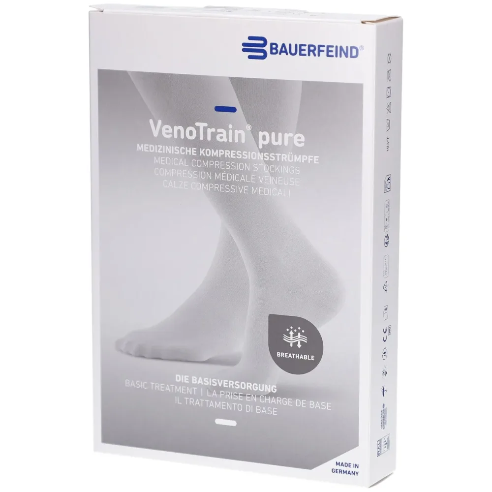 Bauerfeind VenoTrain Pure AD Ccl2 L n/l Kniestrümpfe mit offenem Fuß, beige