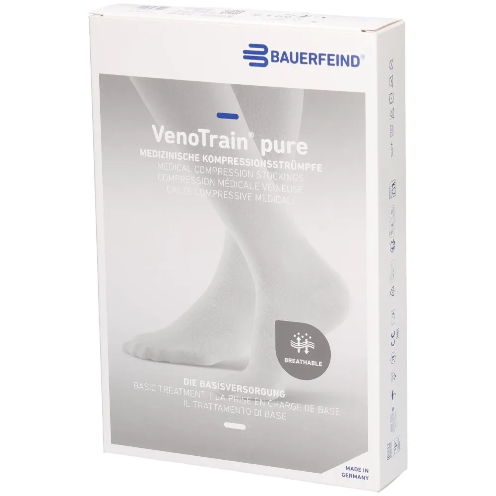 Bauerfeind VenoTrain Pure AD Ccl2 S p/l Kniestrümpfe mit offenem Fuß, beige
