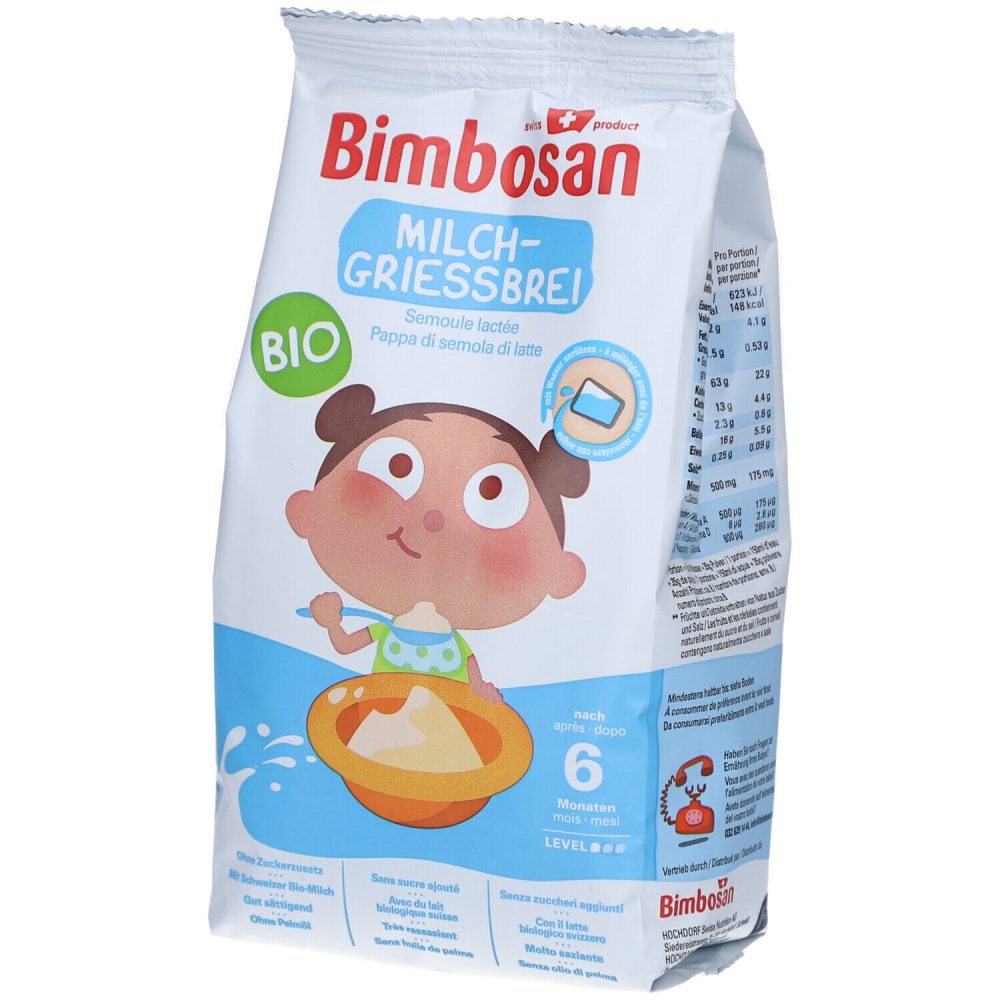 Bimbosan Milchgriess Bio - Ab 6 Monaten, mit Schweizer Milch