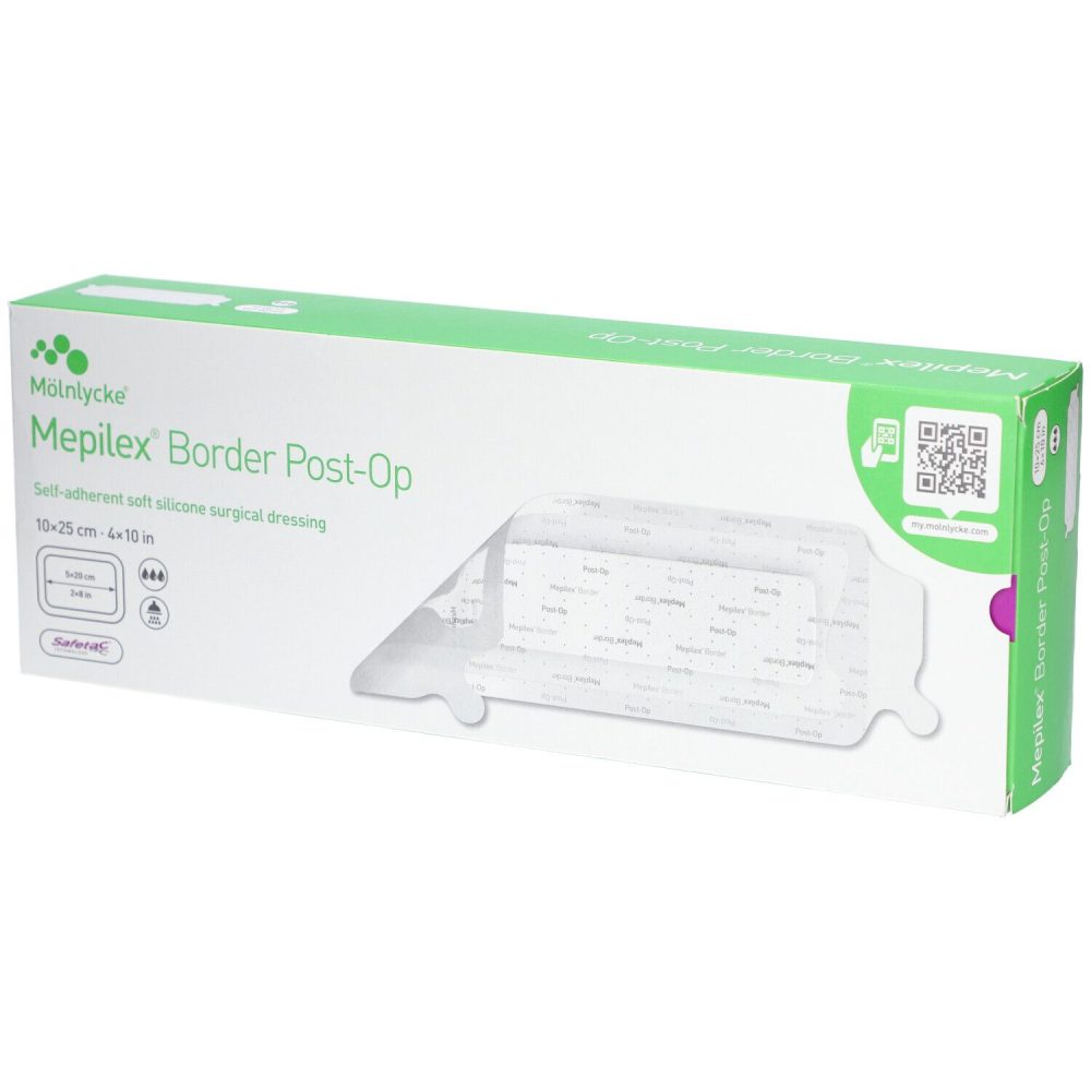 Mölnlycke Mepilex® Border Post-Op - Selbstfixierender, silikonisierter postoperativer Verband 10 x 25 cm