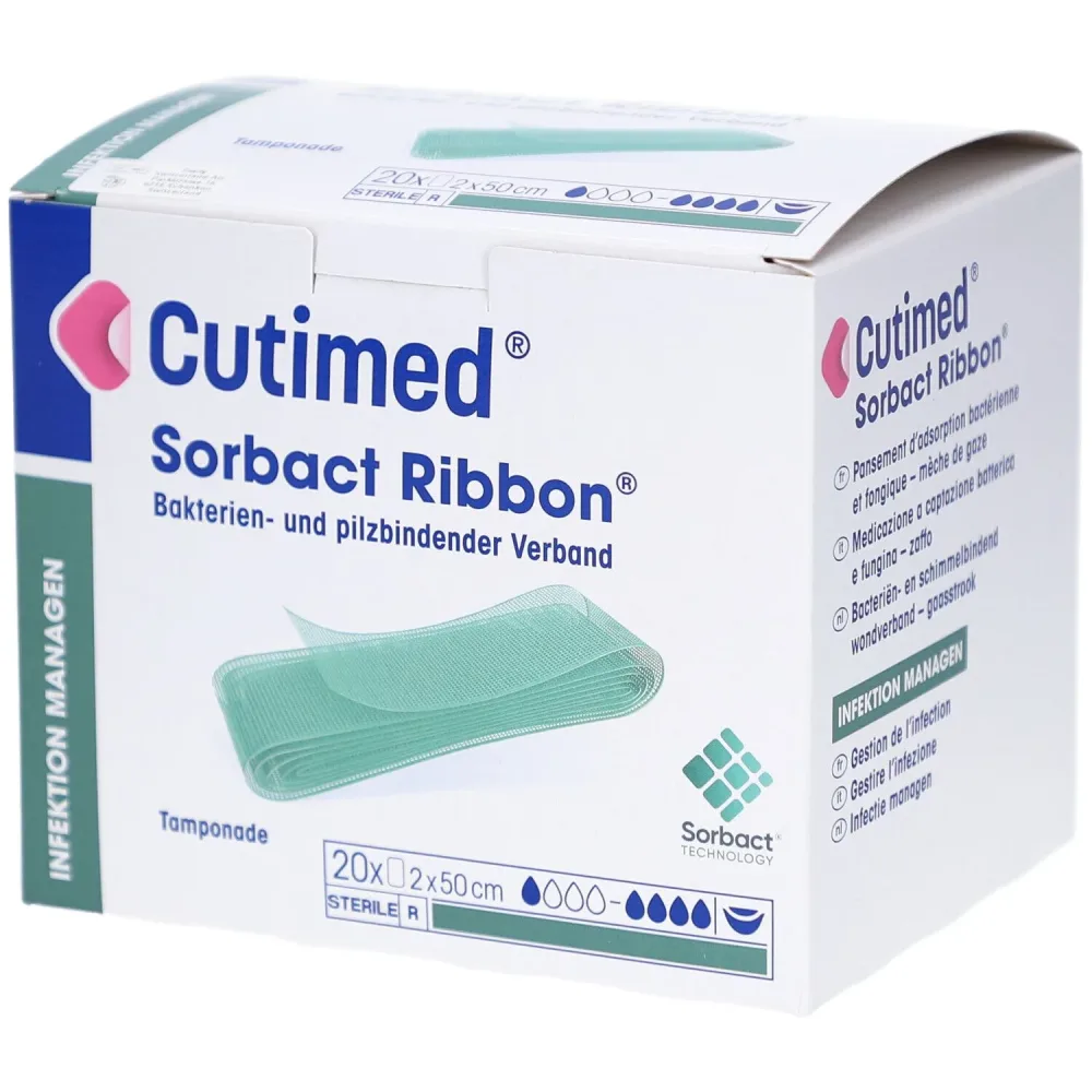 Cutimed Sorbact Ribbon Tamponaden, 2x50cm (20 Stk)
