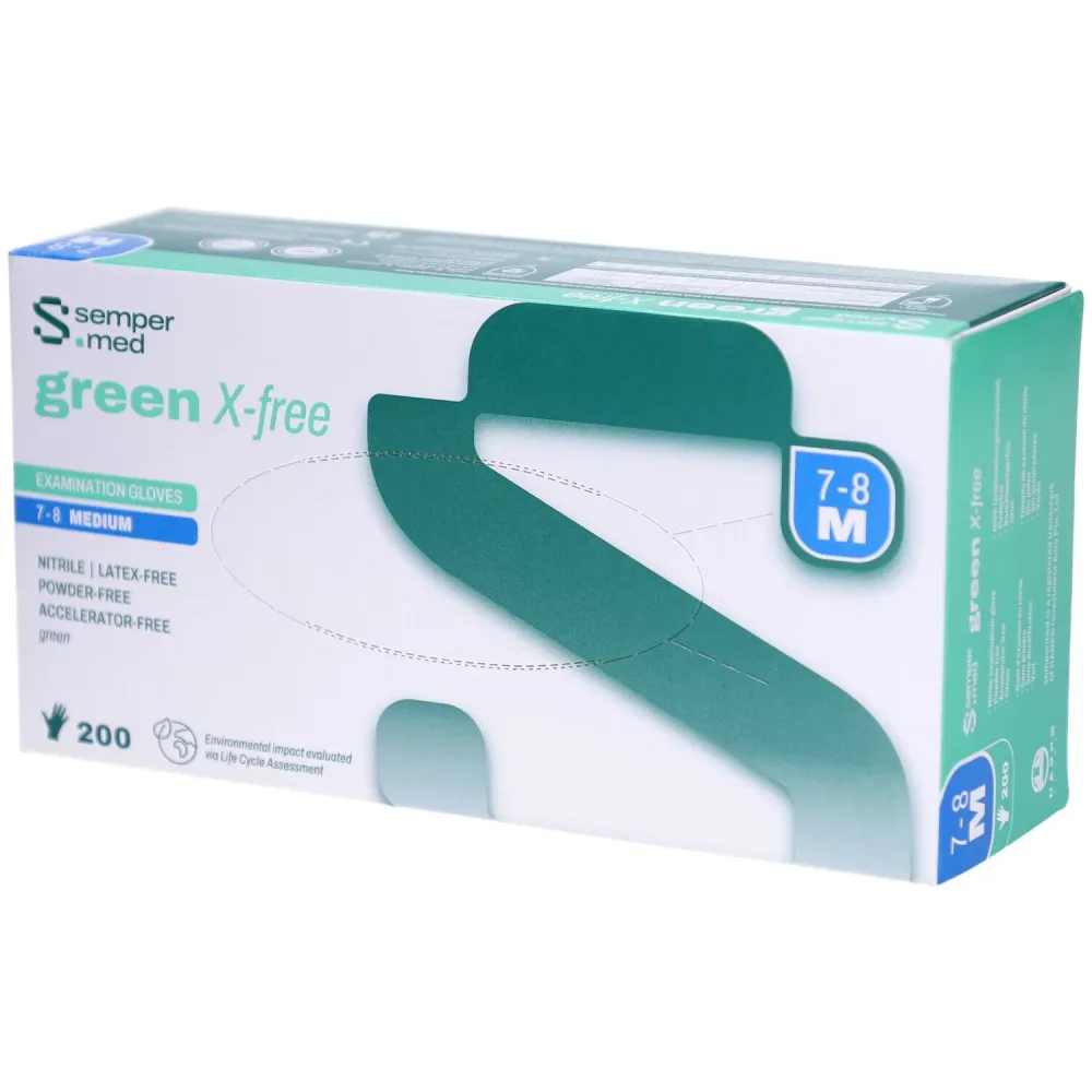 sempermed green X-free Nitril-Untersuchungshandschuh M, Breite 95mm (200 Stk)