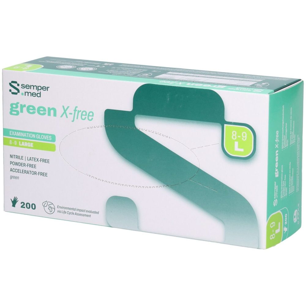 sempermed green X-free Nitril-Untersuchungshandschuh, Grösse L, Breite 110mm (200 Stk)