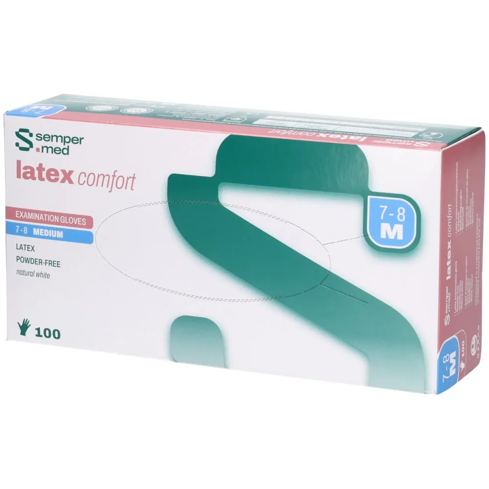 sempermed Latex Comfort Untersuchungshandschuhe, Grösse M, steril, Handumfang 18-20cm (100 Stk)
