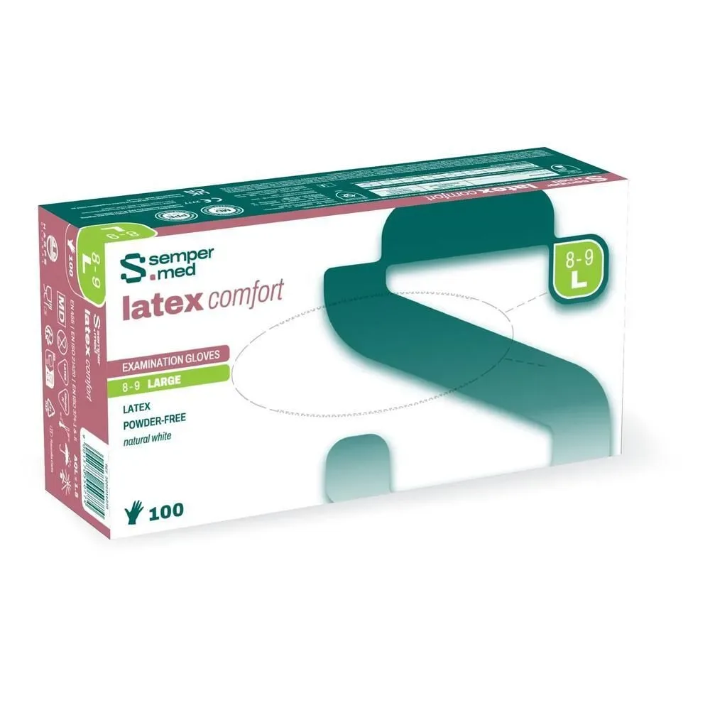 sempermed Latex Comfort Untersuchungshandschuhe, Grösse L, steril, Handumfang 20-23cm (100 Stk)
