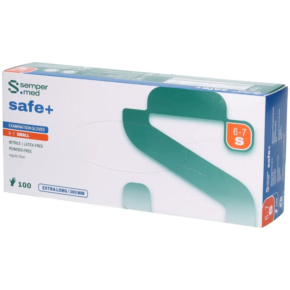 sempermed safe+ Nitril-Untersuchungshandschuh, Grösse S, steril, Handumfang 15-18cm (100 Stk)