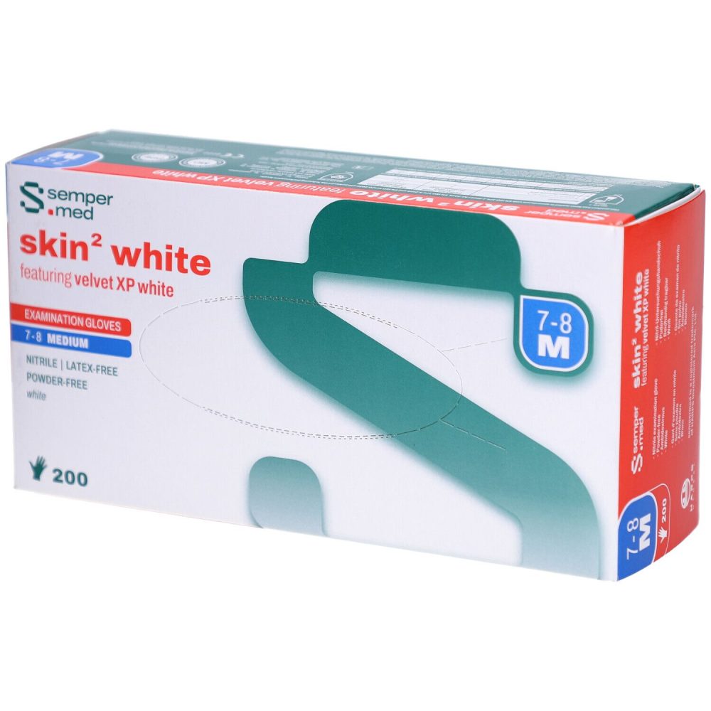 sempermed skin² white Nitril-Untersuchungshandschuh, Grösse M, Breite 95mm (200 Stk)