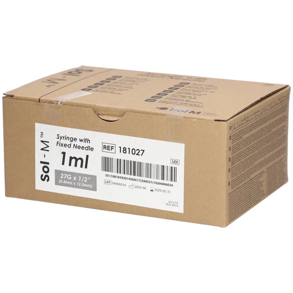 Sol-M Spritze mit fester Nadel 1ml 27G 1/2
