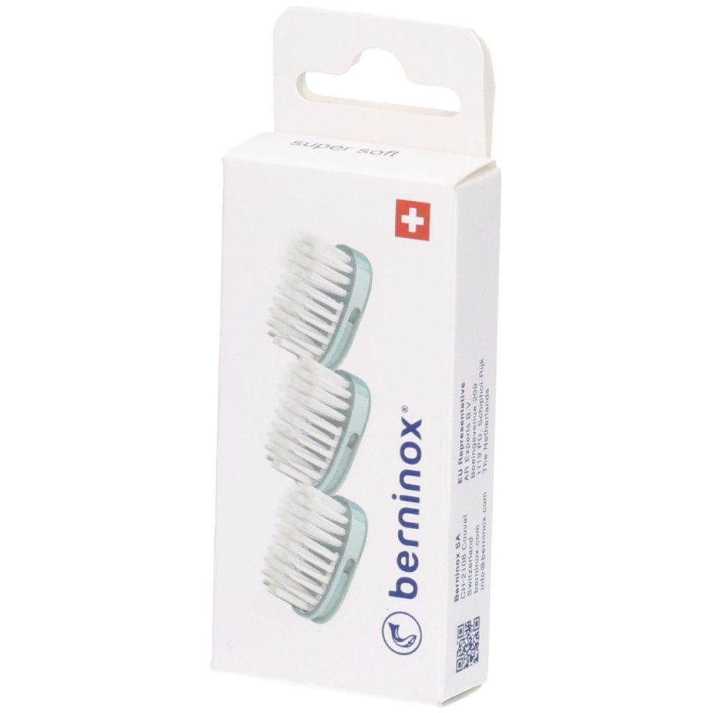 Berninox 3 x Ersatz-Bürstenköpfe Eisberggrün super soft
