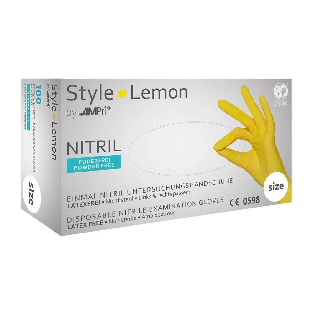 Ampri Nitrilhandschuhe Style lemongelb, Grösse S, Breite 80mm (100 Stk)