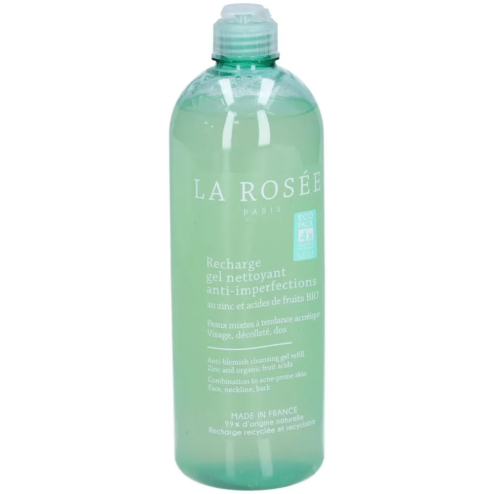 La Rosée - Recharge Gel Nettoyant Anti-Imperfections Au Zinc Et Acides De Fruits Bio, 400 ml