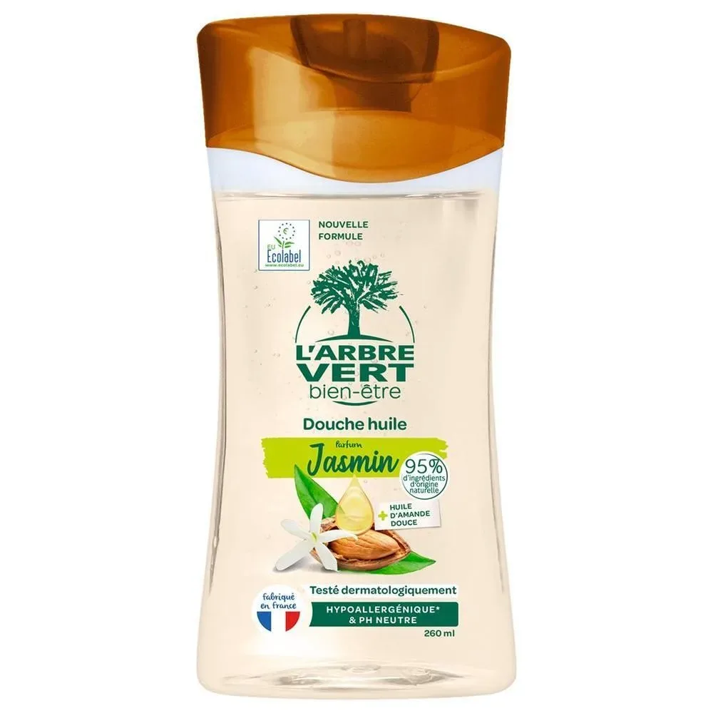 L'ARBRE VERT Ökologisches Dusch-Öl Jasmin und Süssmandelöl (260ml)