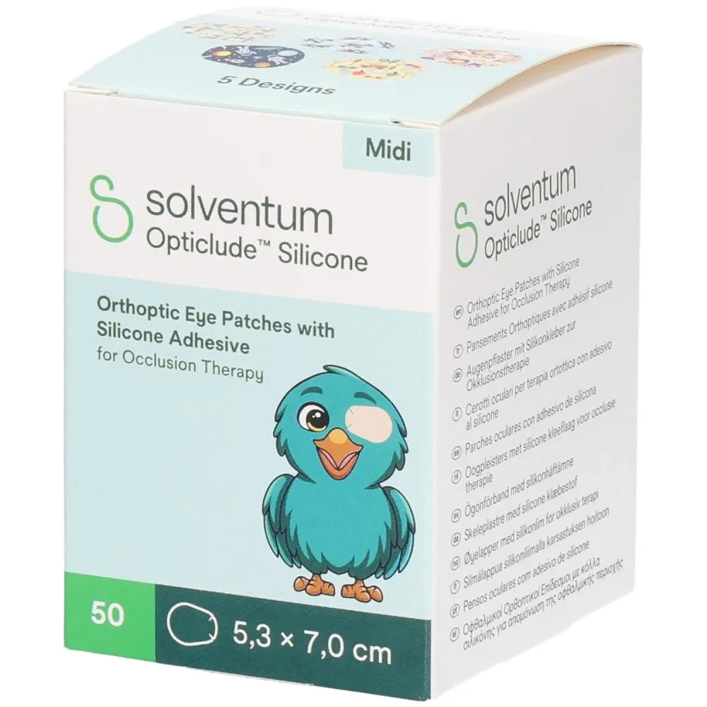 Solventum Opticlude Midi 5.3x7 cm Silicon Augenpflaster Boys 50 Stück
