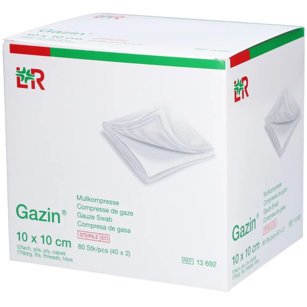 Gazin Mullkompressen 10x10cm, 12-fach, steril (80 Stk)