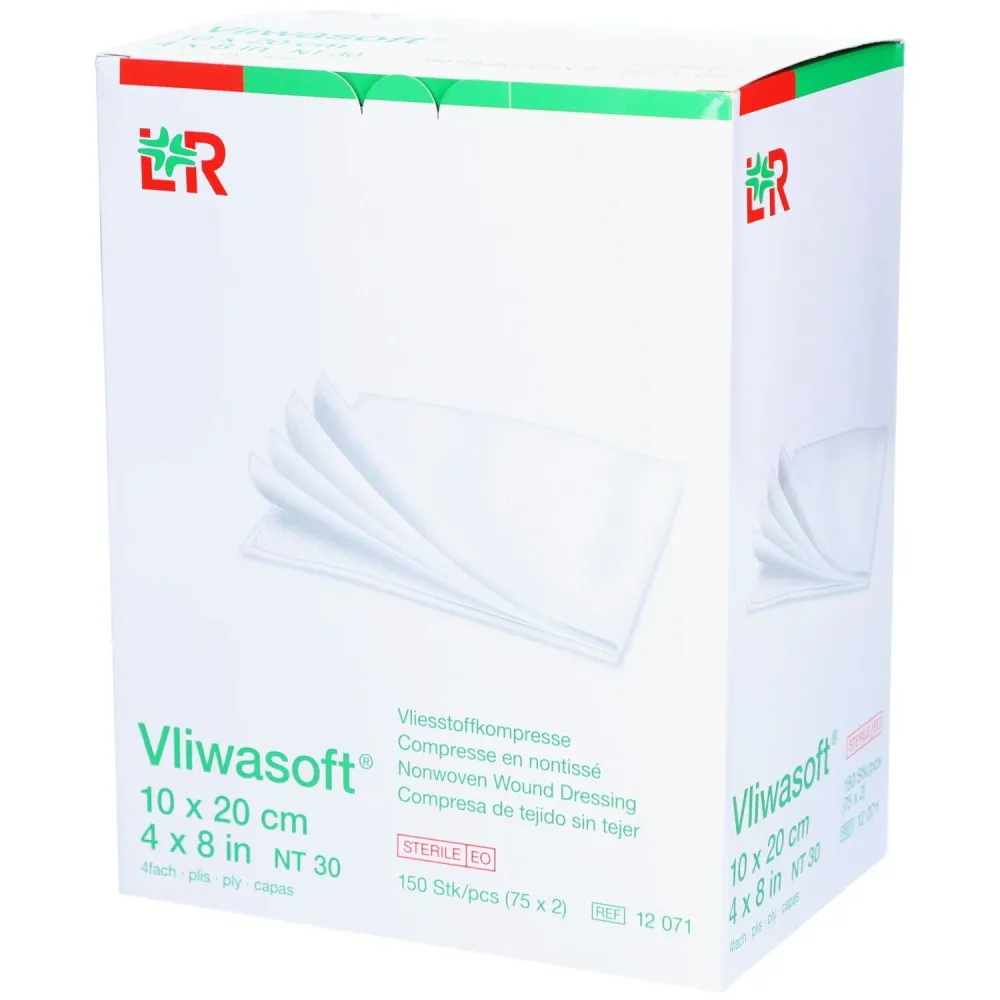 Vliwasoft Vliesstoffkompresse 10x20cm, 4-lagig (75x2 Stk)