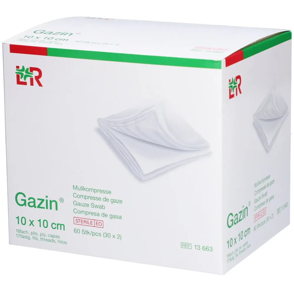 Gazin Mullkompressen, 10x10cm, 16-fach, steril (60 Stk)