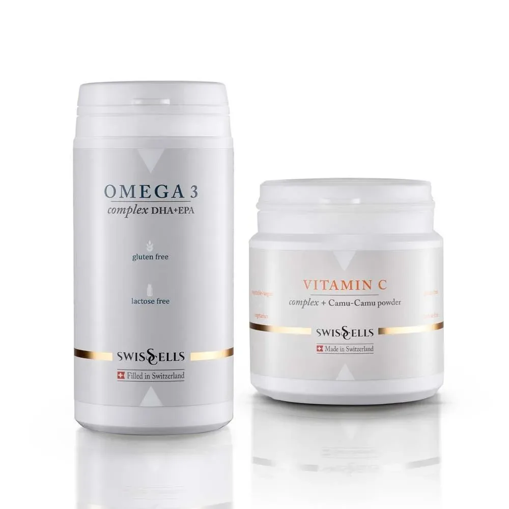 Haut-Vitalitäts-Set: 1x Omega 3 1x Vitamin C