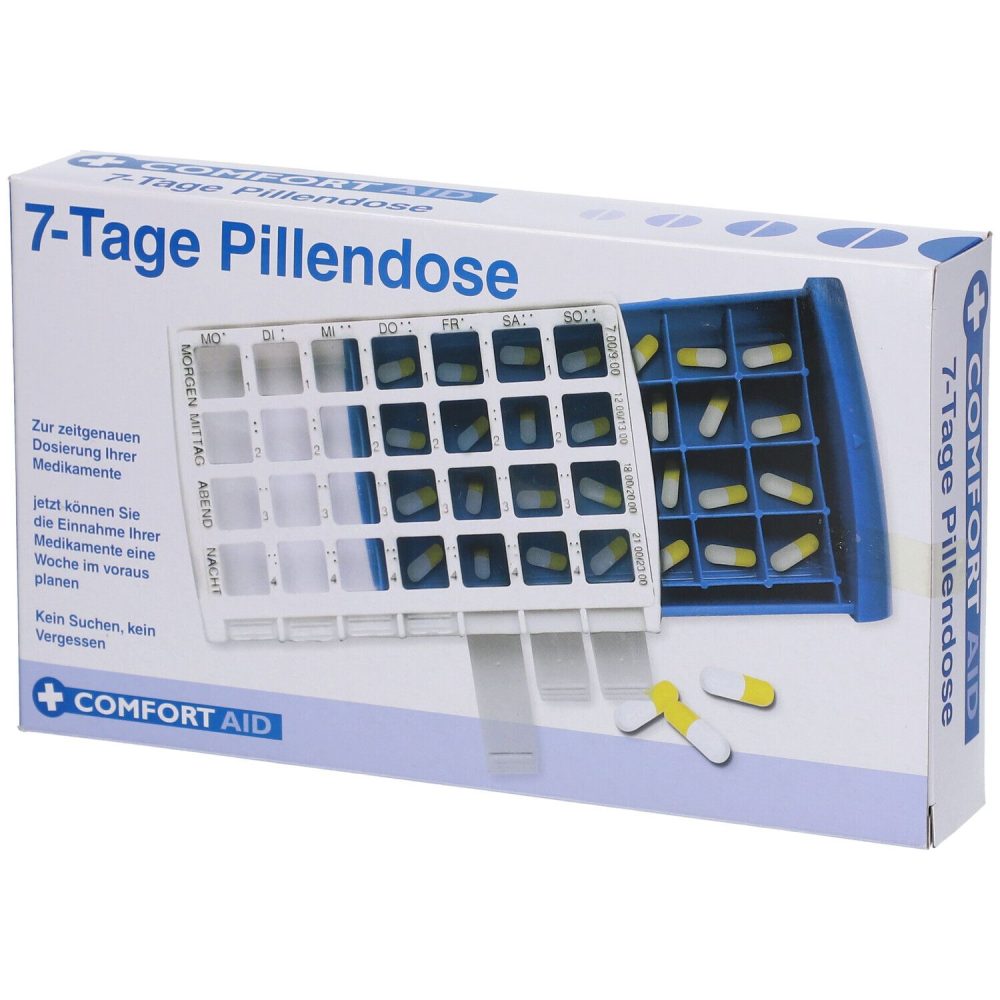 Tablettenbox 7 Tage, inkl. 4 Fächer pro Tag