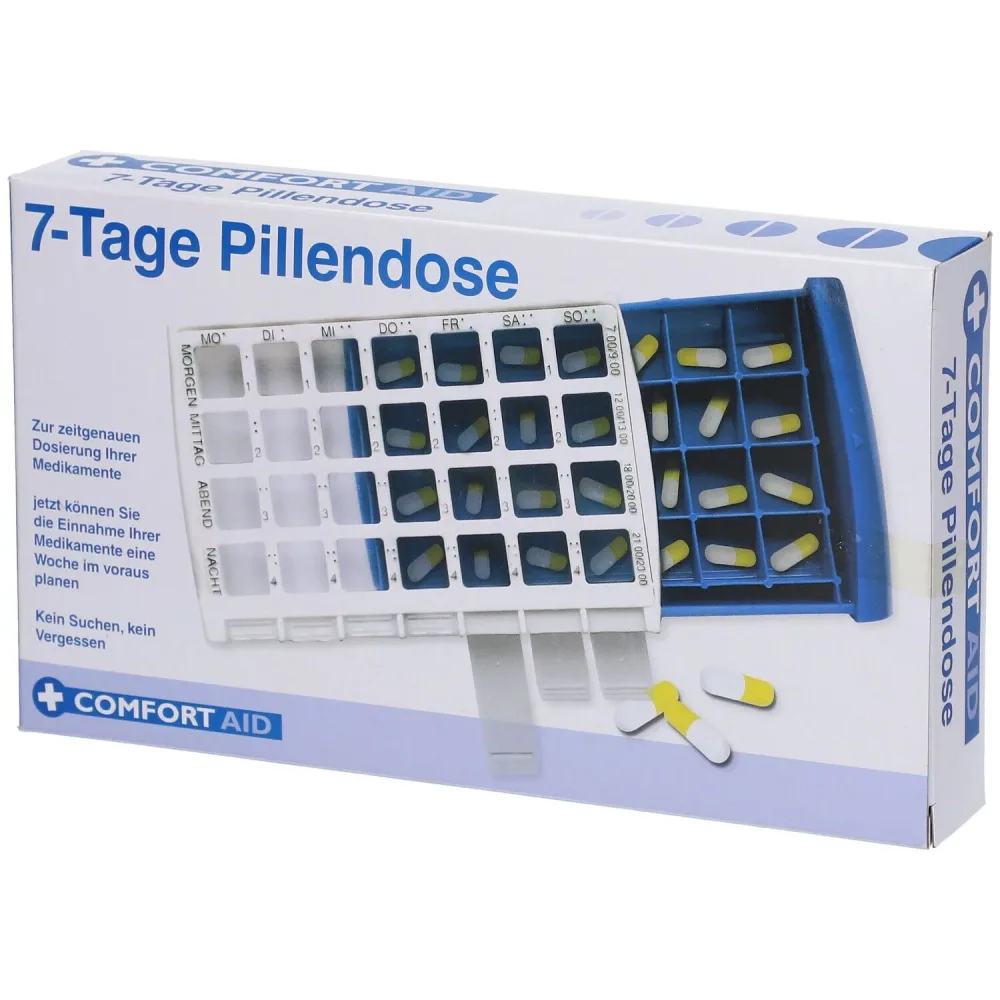 Tablettenbox 7 Tage, inkl. 4 Fächer pro Tag
