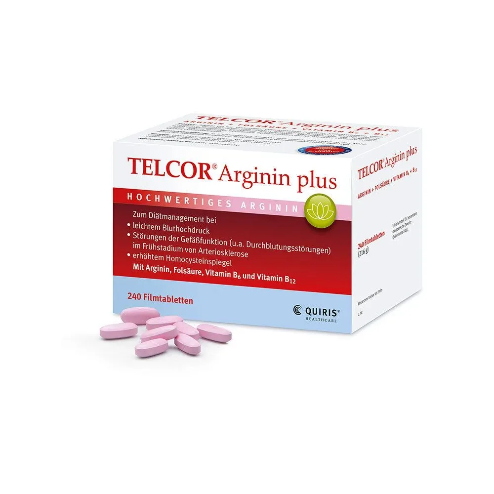 Telcor Arginin plus B-Vitamine zur Unterstützung bei leichtem Bluthochdruck + Durchblutungsstörungen