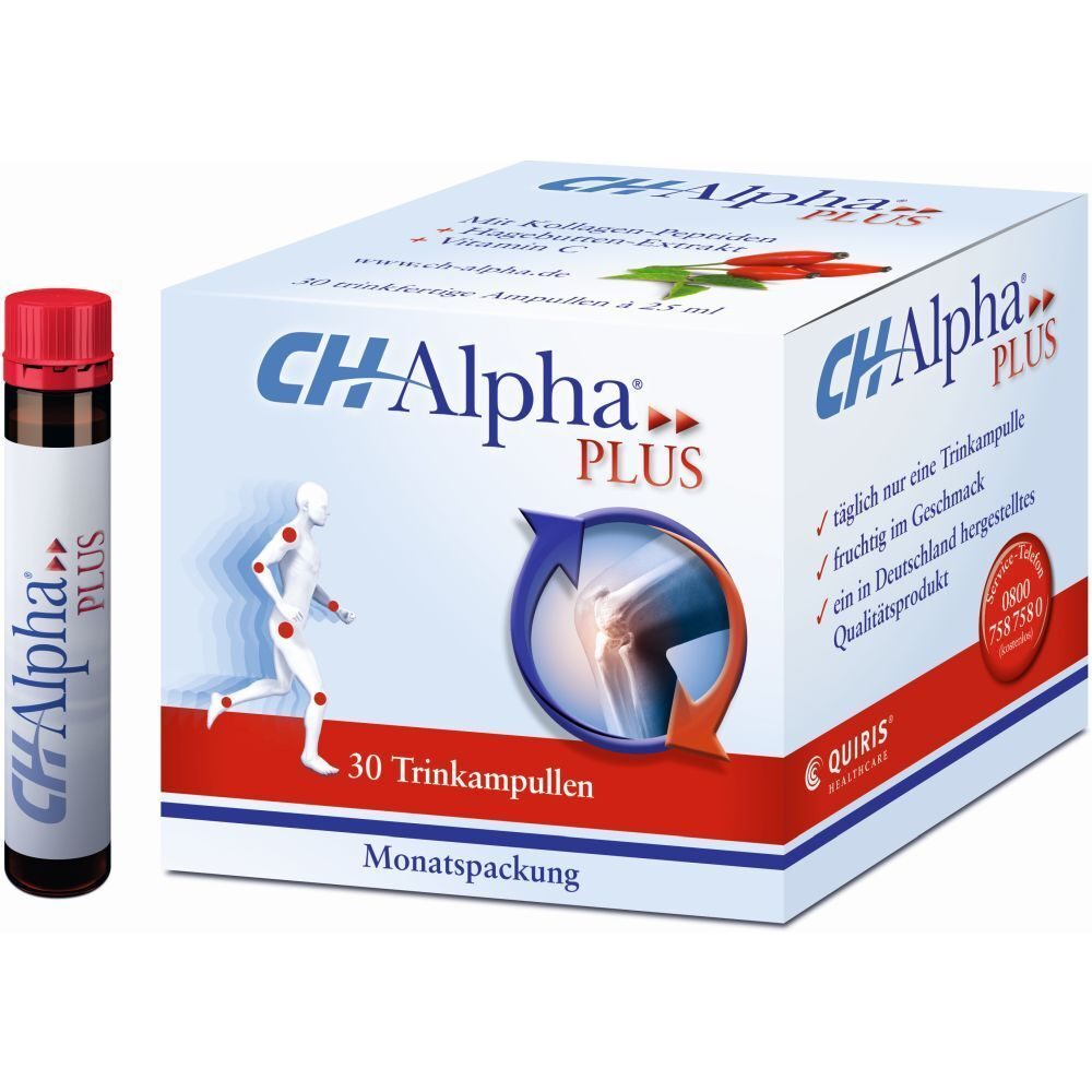 CH-Alpha Plus Gelenk Kollagen Trinkampullen für gesunde Gelenke und Knorpel mit Hagebuttenextrakt und Vitamin C