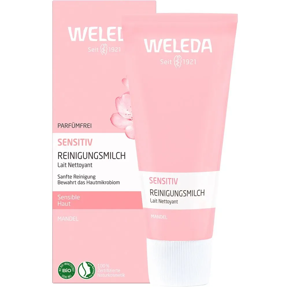 Weleda Sensitiv Reinigungsmilch - Milde Reinigung mit Mandel- und Pflaumenkernölen für sensible Haut