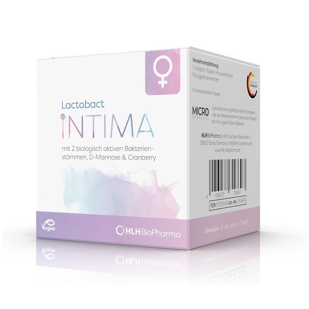 Lactobact Intima - Bei Blasenentzündungen und Harnwegsinfekten sowie zur Stärkung der Intimflora. 3-fach stark für die Frau mit Cranberry, D-Mannose und Milchsäurebakterien