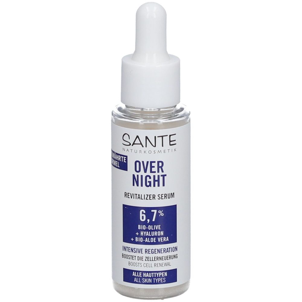 Sante Overnight Revitalizer Serum mit Bio-Olive, Hyaluron & Bio-Aloe Vera Gesichtsserum 30 ml