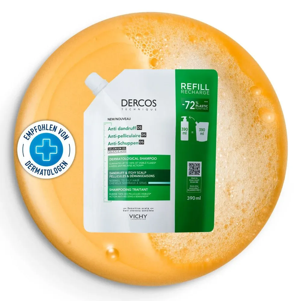 VICHY - Dercos Eco-Refill Anti-Schuppen-Shampoo für normales bis fettiges Haar, 390 ml