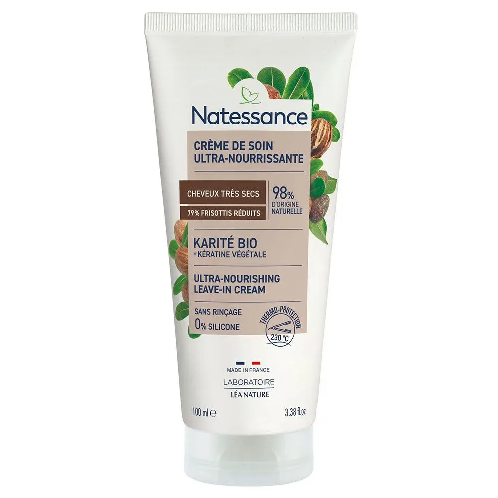 Natessance Creme ohne Ausspülen Bio Karité und pflanzliches Keratin Lockiges Haar
